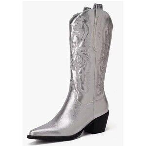 Women's Silver Western Cowboy/Cowgirl Boots, Size 14